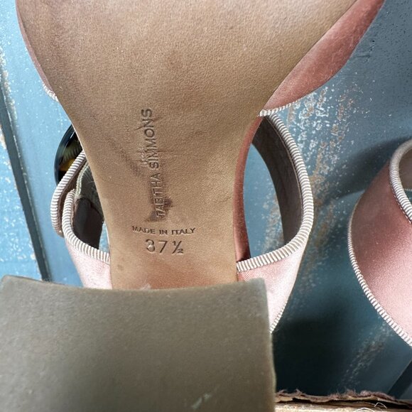 Tabitha Simmons For Johanna Ortiz Reyner Buckled Satin Block Heel Rose Sz 7 1/2 - Picture 14 of 16